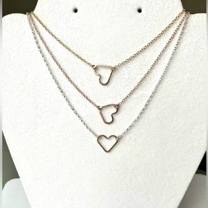 NWT Heart charm choker necklace, 15” long. 4 variants available. Gold filled